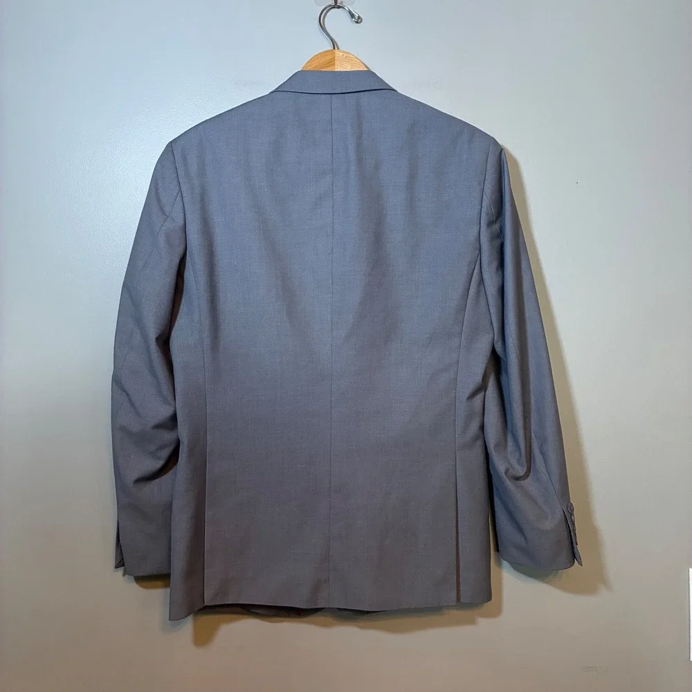 Grey Slim Fit 2 Piece Suit Set Mens Size 40R Single Breasted Two Button MT-001